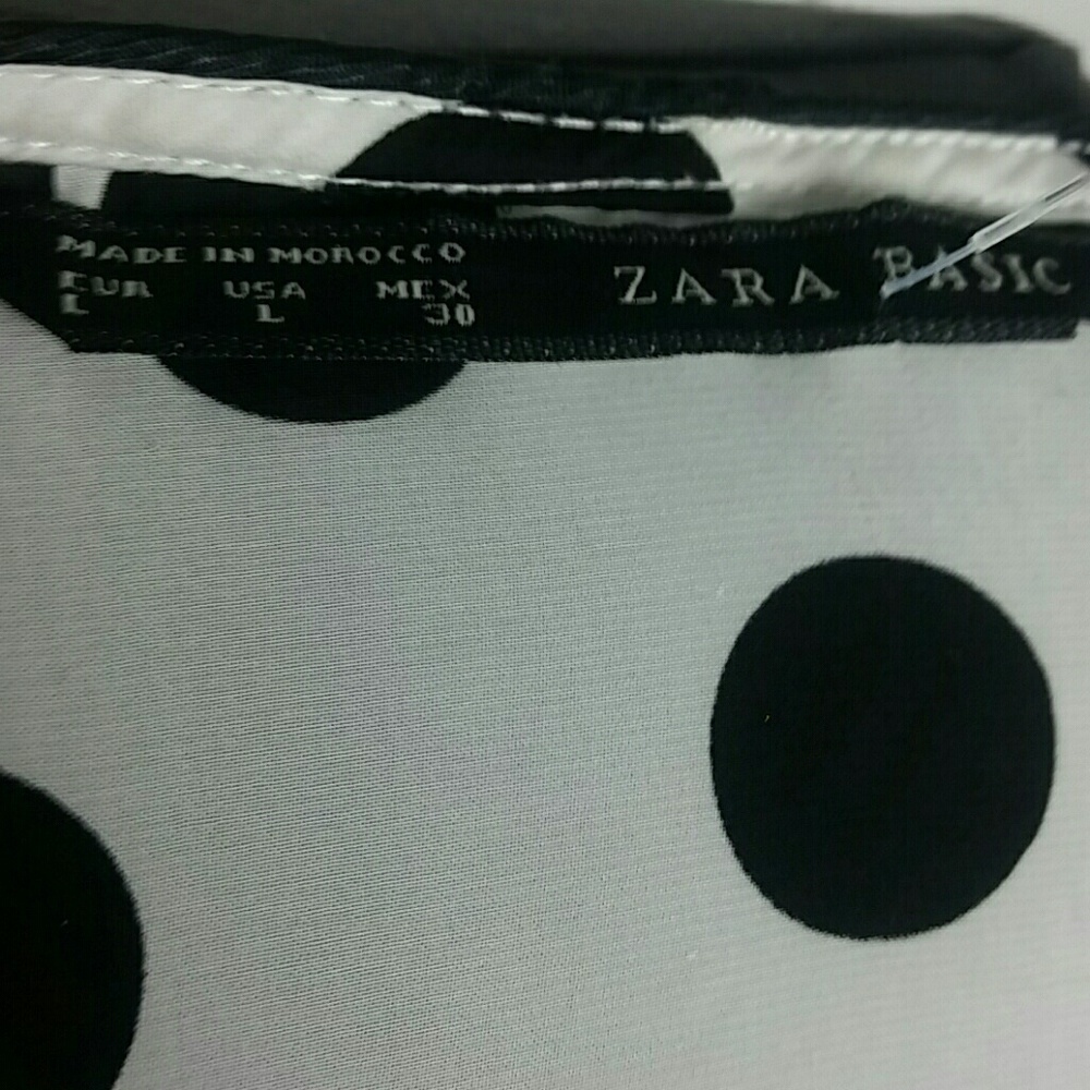 ZARA BASIC l Zipper Polka Dot Silky Blouse LargeB5 - Picture 7 of 7